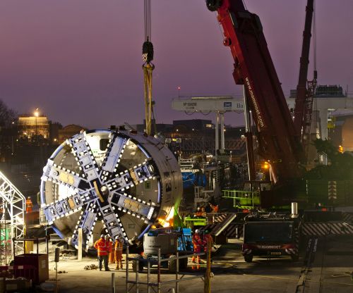 Crossrail 31.01.12 - building the first tunnel boring machine at BFK Westbourne Park site