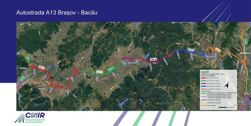 Autostrada A13 Brasov – Bacau va fi impartita in cinci loturi
