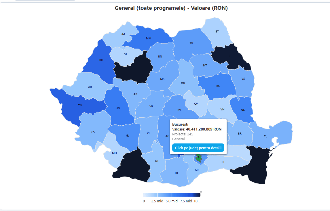 Ce judete au cele mai mari proiecte finantate cu fonduri europene de coeziune